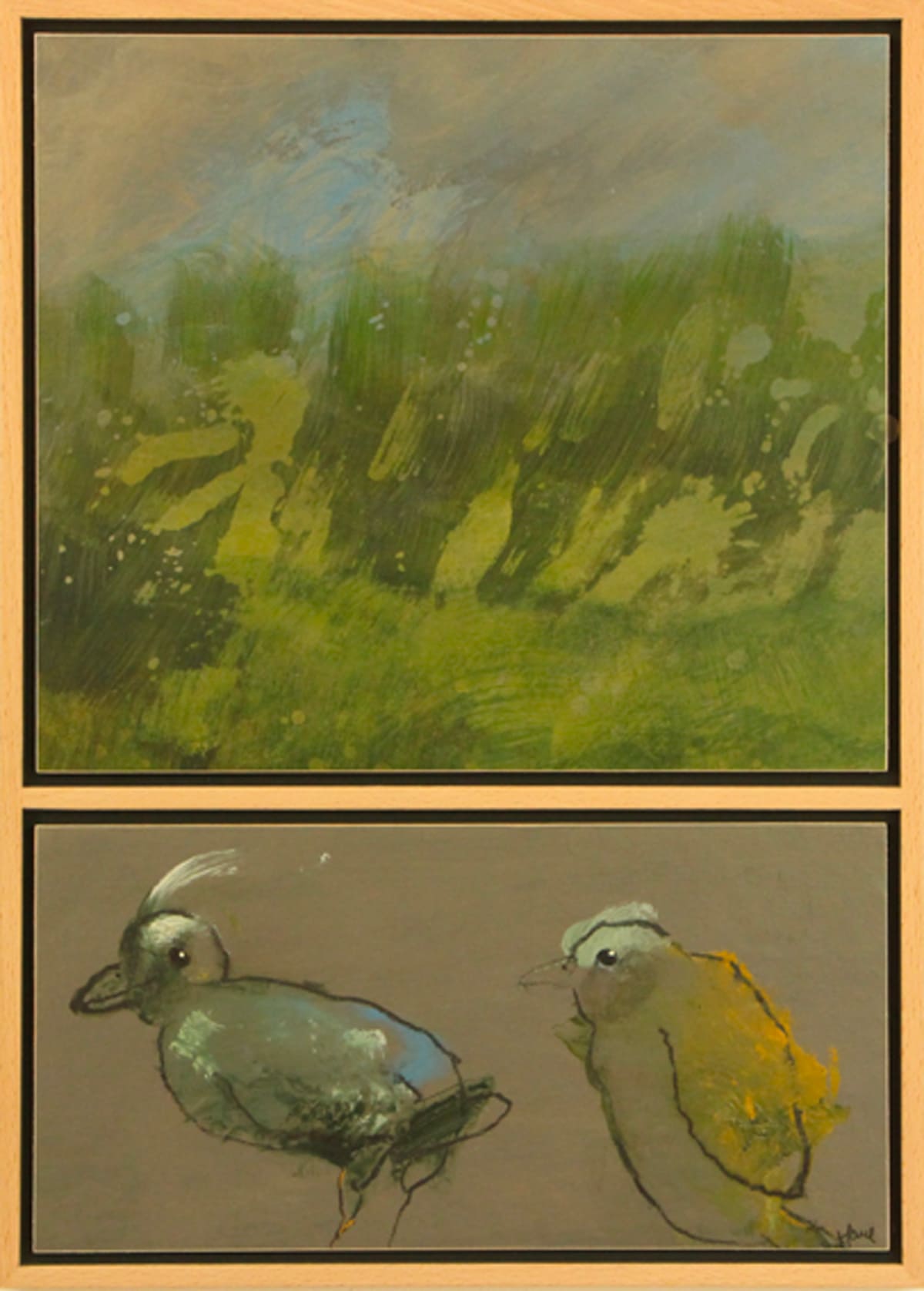 2 oiseaux / Diptyque - Peinture  de Sophie Favre