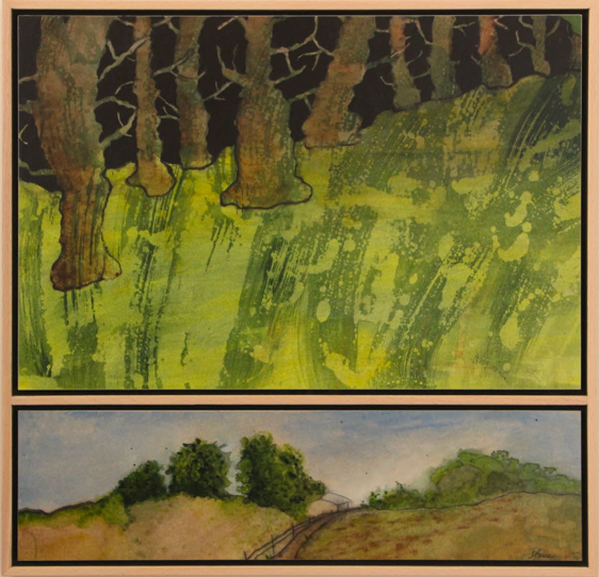 Le chemin et la foret / Diptyque - Peinture  de Sophie Favre