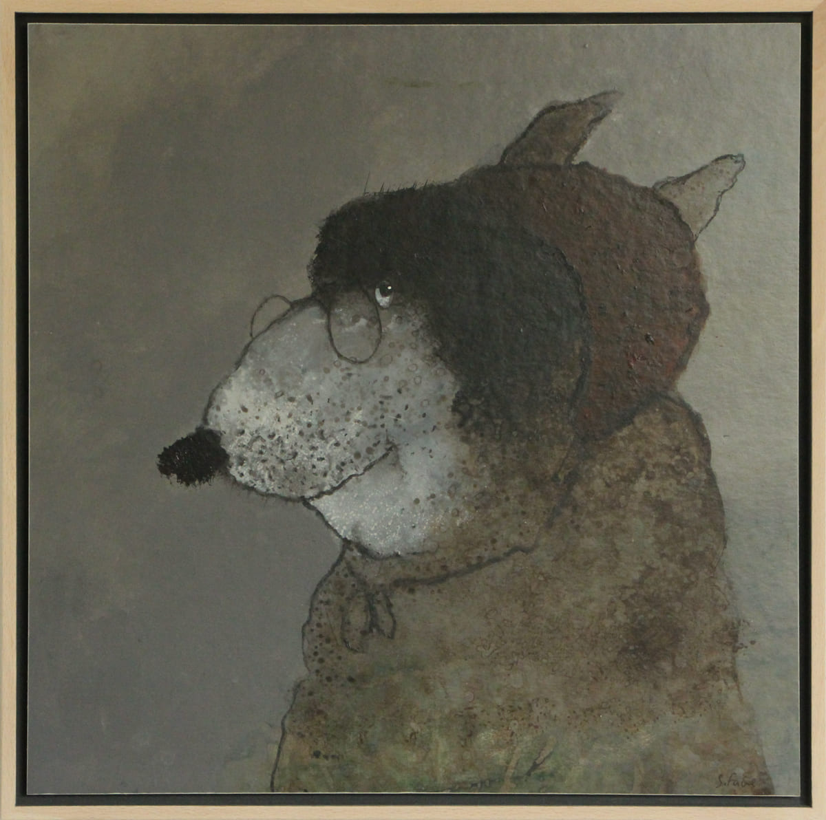 Loup à lunettes - Peinture  de Sophie Favre