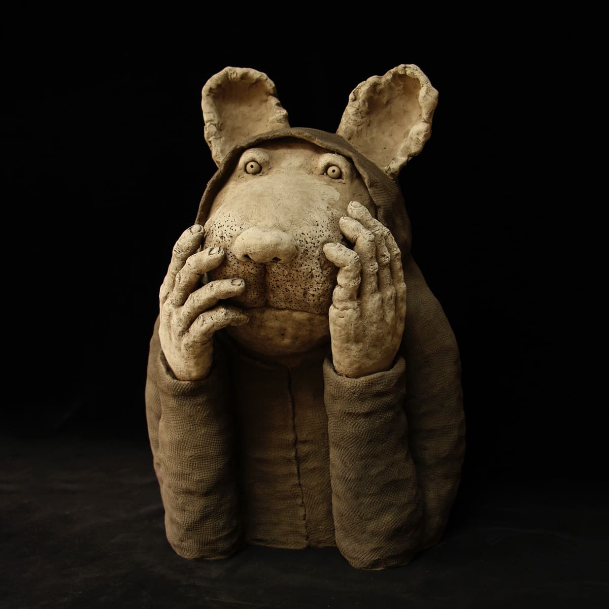 Chien pensif - Terrecuite de Sophie Favre